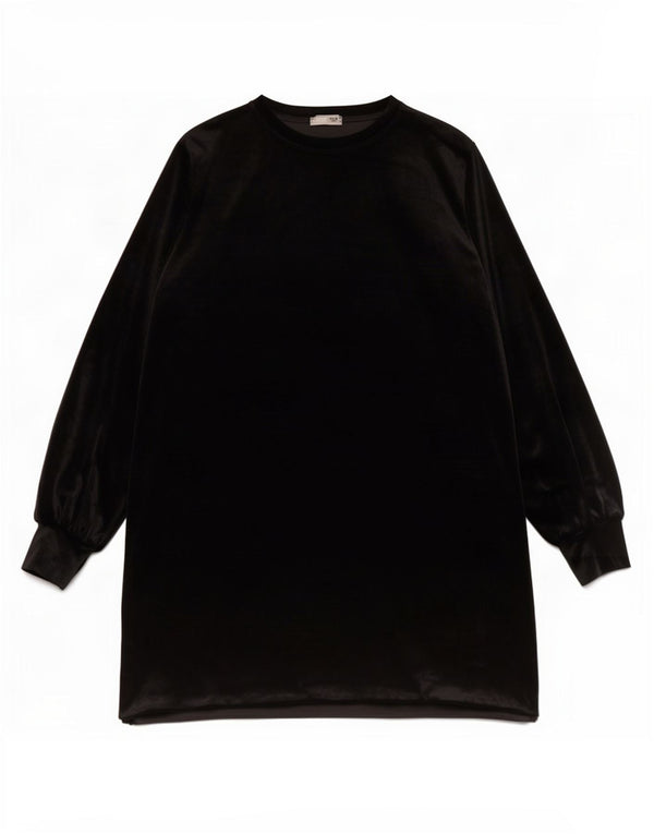 Vestido feminino Zara manga comprida, tamanho UK 16, grande, preto, poliéster