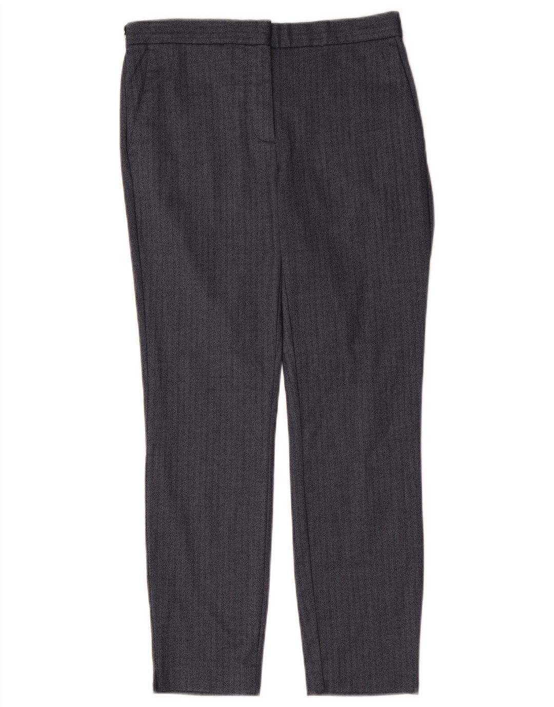 Calça feminina Zara Slim Suit médio W28 L27 azul marinho espinha de peixe