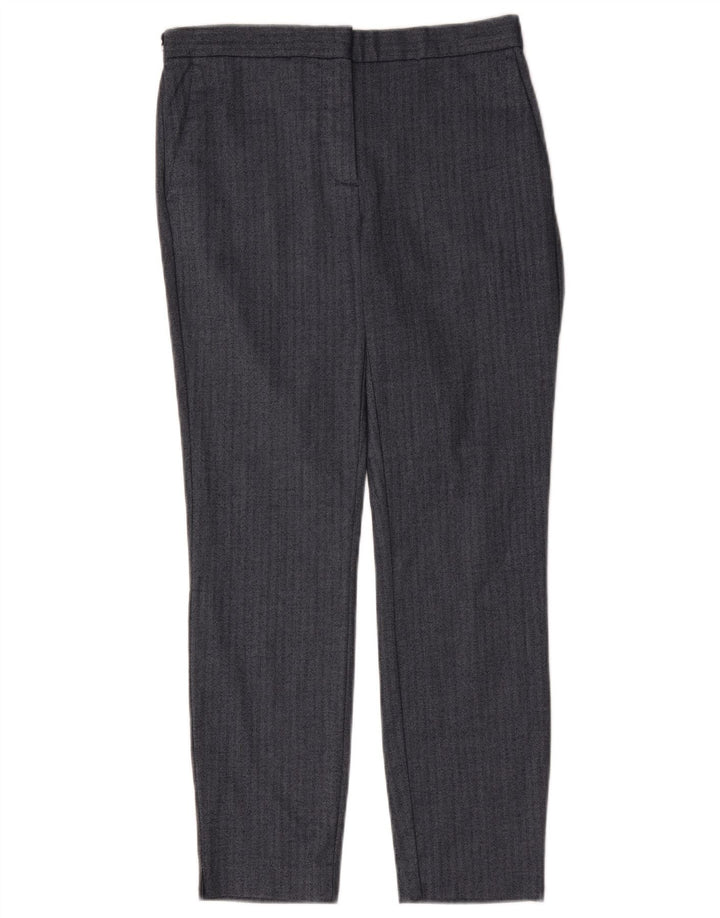 Calça feminina Zara Slim Suit médio W28 L27 azul marinho espinha de peixe