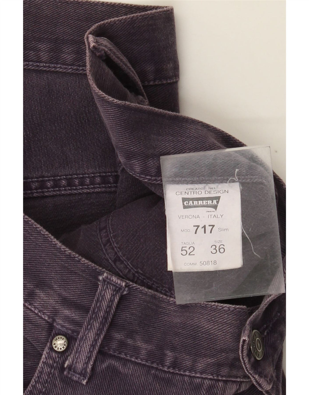 Carrera Mens Straight Jeans W36 L29 Roxo Algodão