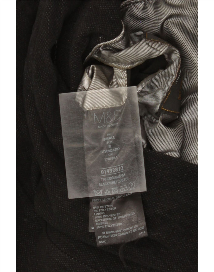 Jaqueta militar masculina Marks & Spencer Reino Unido 36 algodão preto pequeno