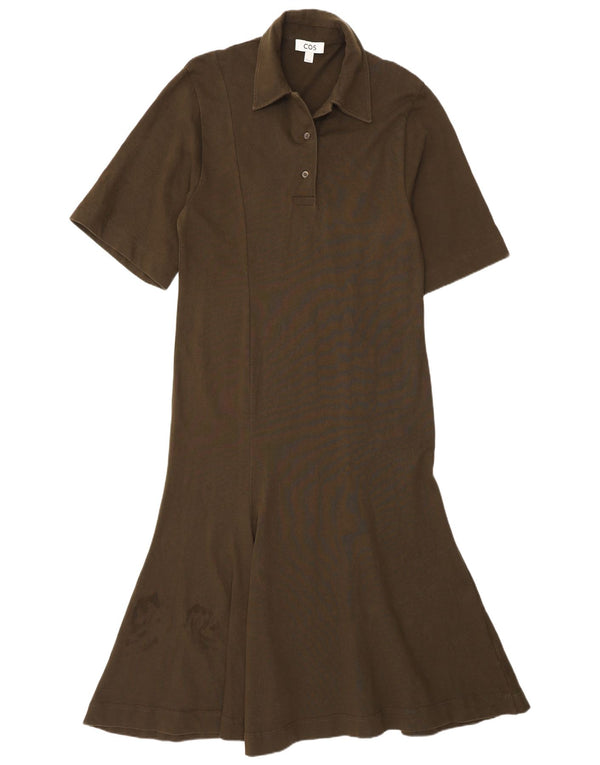 Vestido Maxi Polo Feminino Cos Reino Unido 10 Pequeno Algodão Cáqui