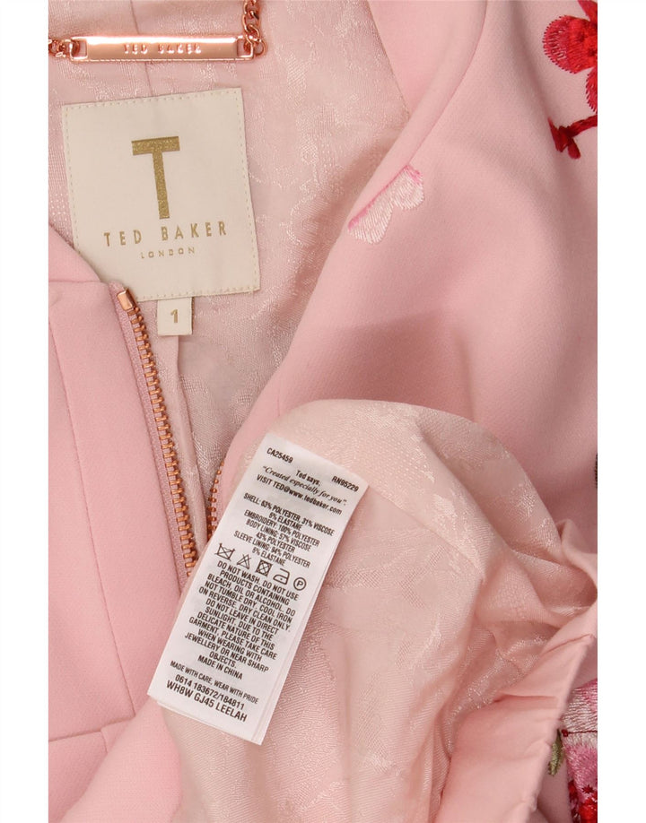 Cardigan feminino folgado TED BAKER tamanho 1 XS rosa floral poliéster