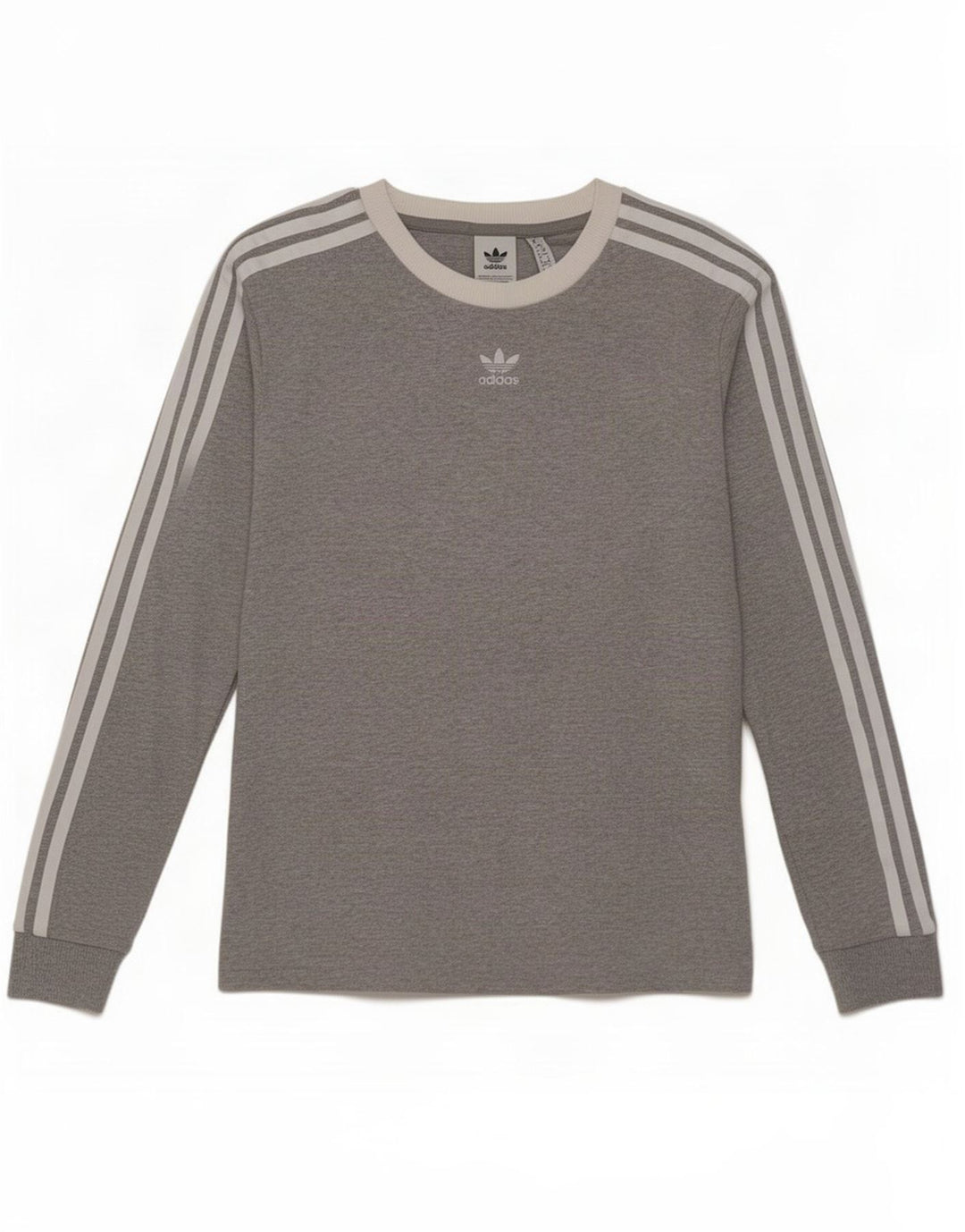 Top feminino Adidas manga comprida UK 10 pequeno algodão cinza