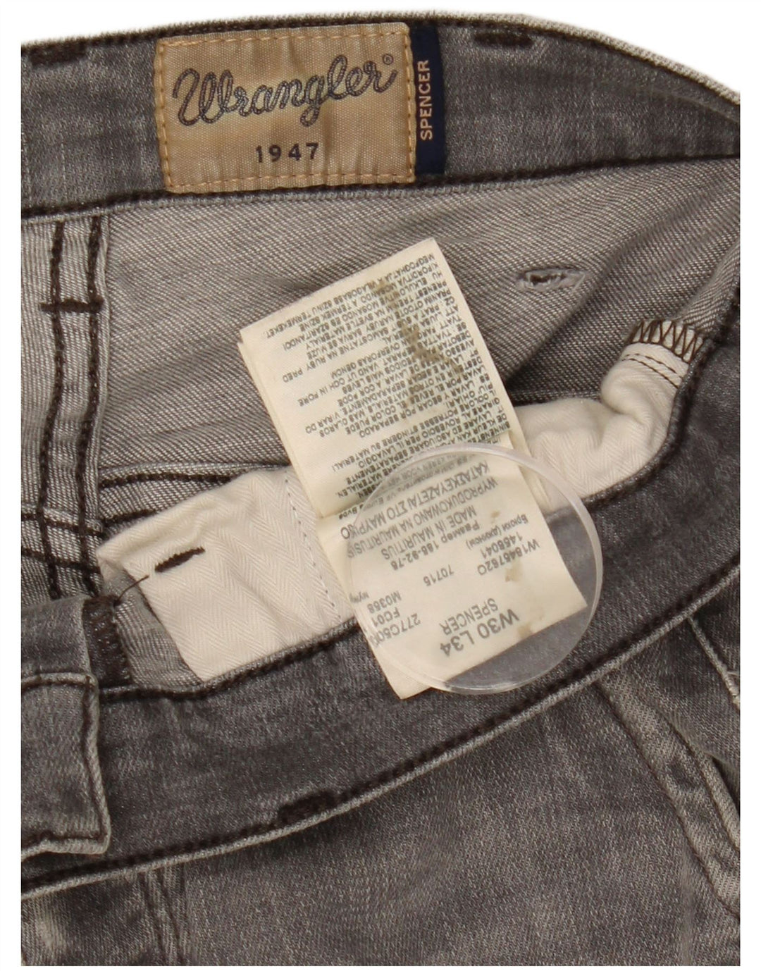 Wrangler Masculino Spencer Slim Jeans W30 L34 Cinza Algodão