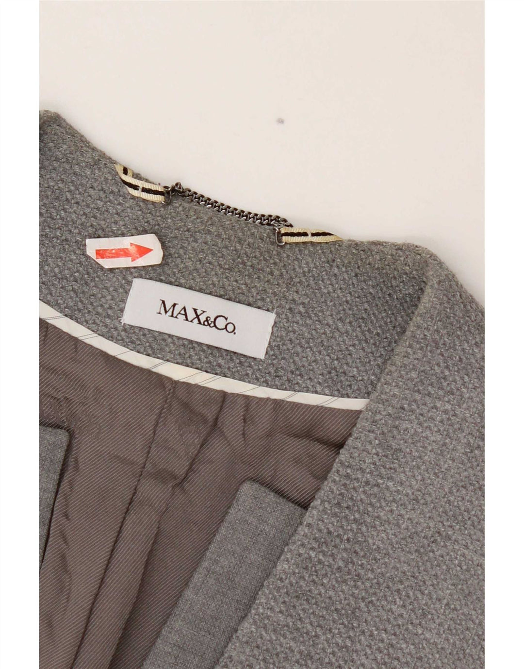 Jaqueta blazer feminina com 1 botão da Max & Co. Reino Unido 6 XS cinza poliéster
