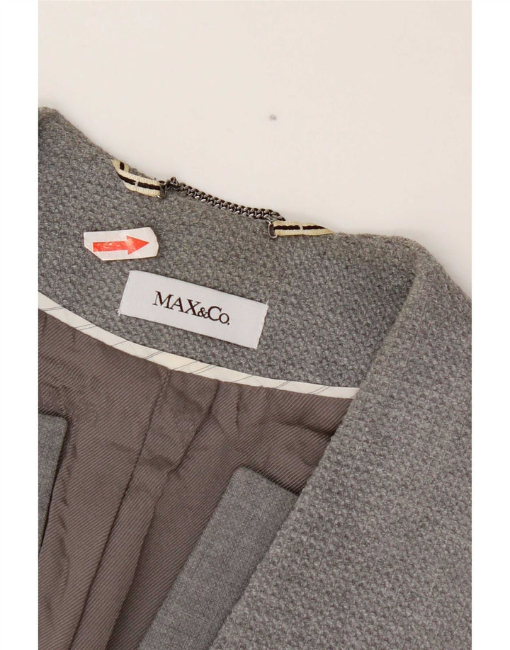 Jaqueta blazer feminina com 1 botão da Max & Co. Reino Unido 6 XS cinza poliéster