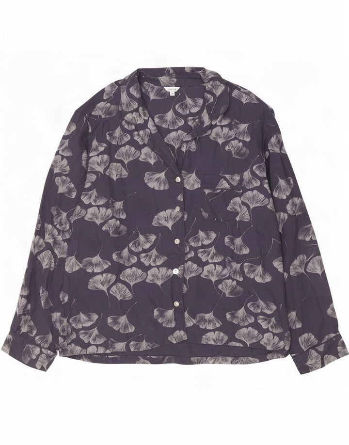 Blusa feminina grande Jigsaw Reino Unido 14 médio azul marinho floral