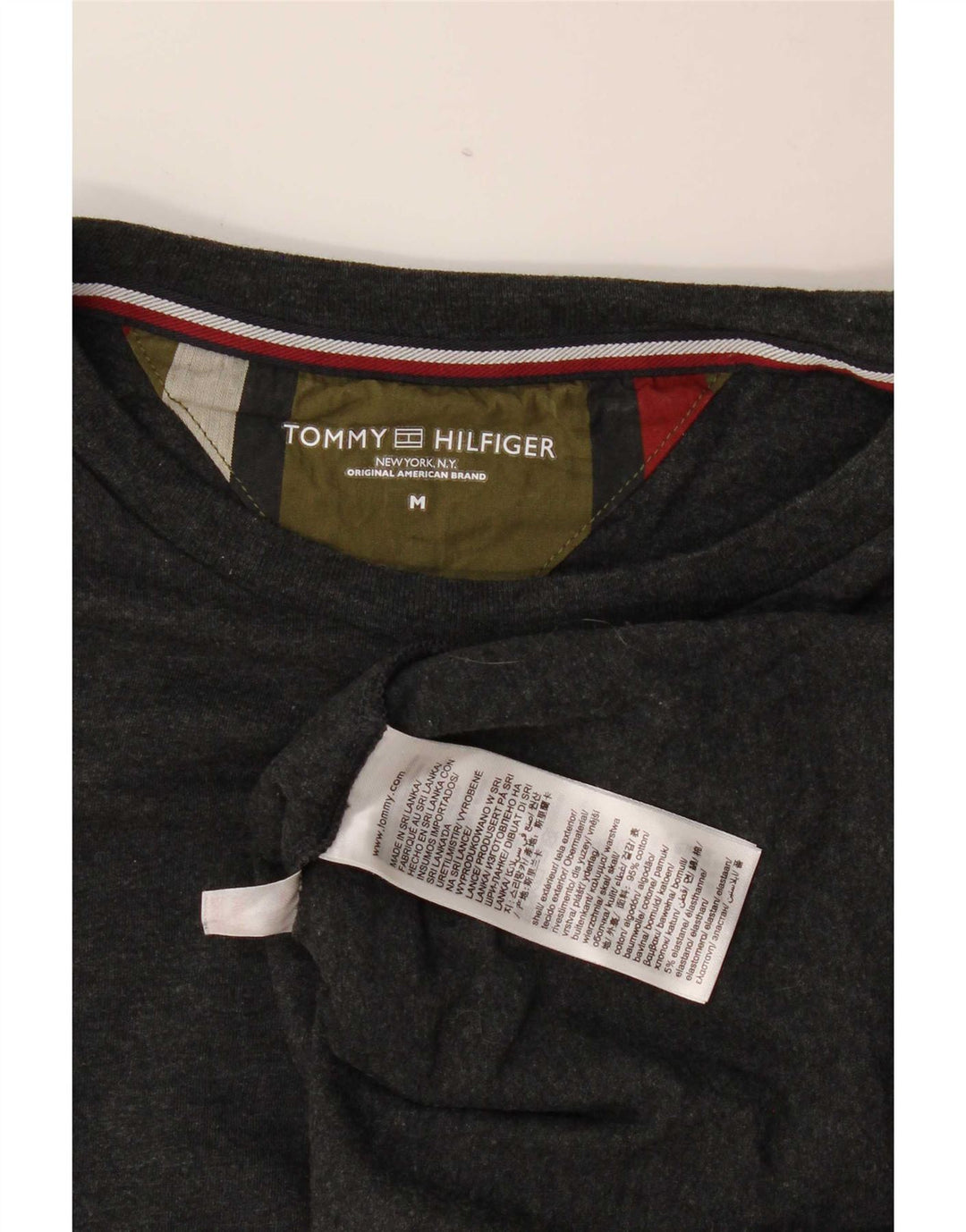 Tommy Hilfiger Top masculino manga comprida algodão cinza médio