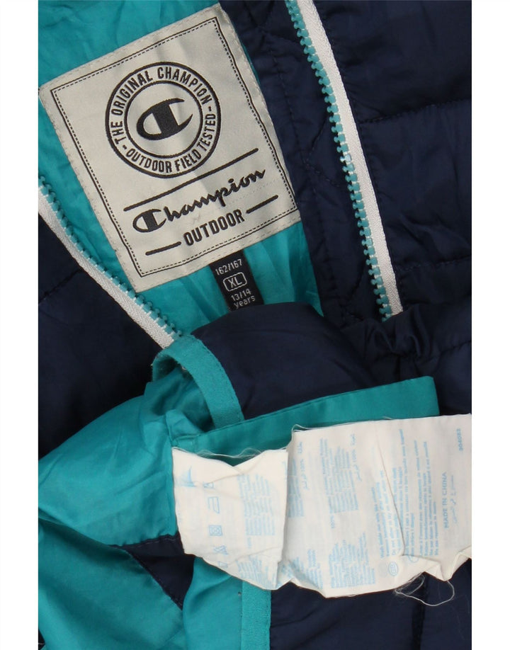Jaqueta acolchoada com capuz para meninos Champion 13-14 anos XL azul marinho poliéster