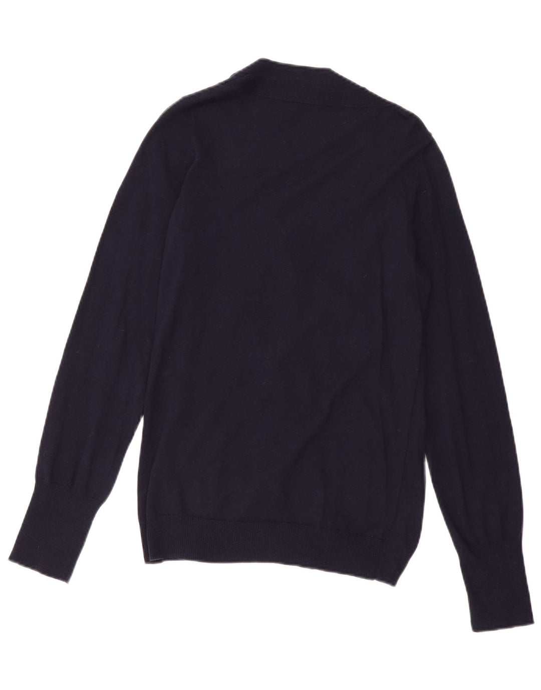 Suéter cardigã feminino Trussardi com gravata frontal Reino Unido 14 algodão azul marinho médio