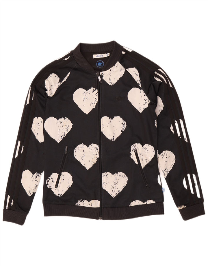 Adidas Womens Graphic Tracksuit Top Jacket IT 42 Medium Black Heart