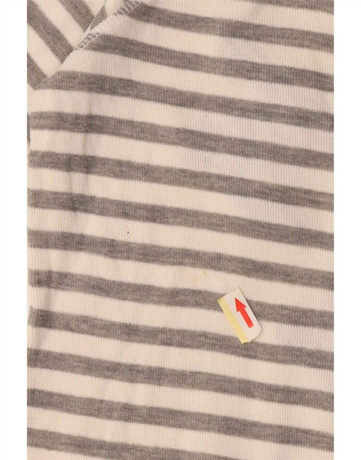 Top gráfico feminino Superdry manga comprida UK 10 algodão listrado cinza pequeno