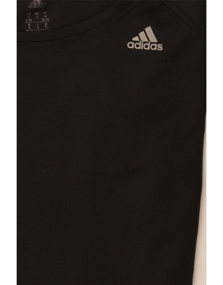 Adidas Womens Climalite T-Shirt Top UK 8/10 Pequeno Poliéster Preto