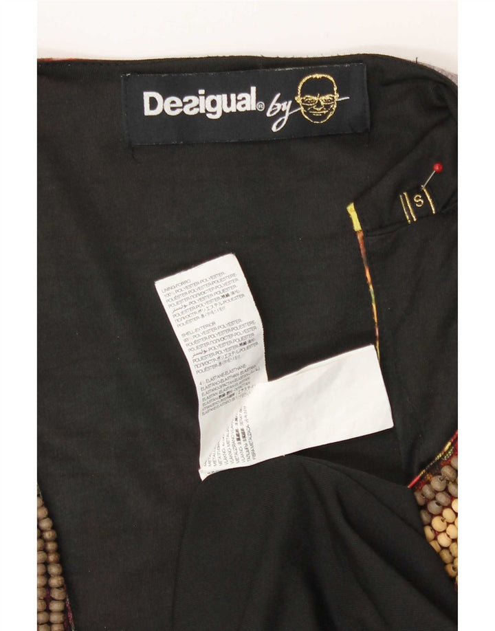 Vestido básico feminino sem mangas Desigual UK 10 pequeno floral multicolorido
