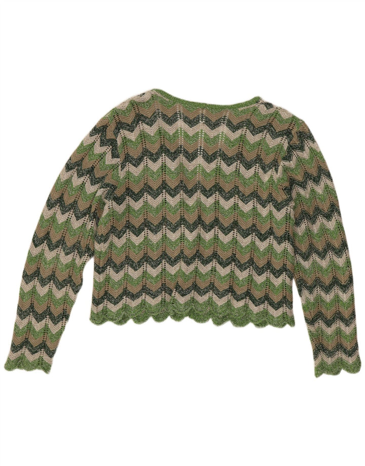 Steffner Suéter feminino cropped cardigan UE 40 médio verde Chevron