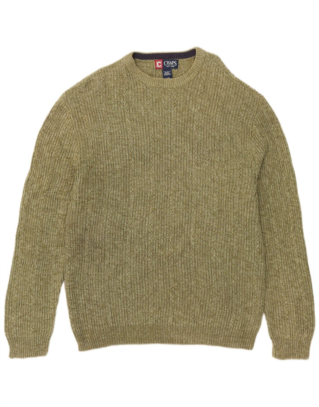 Suéter masculino Chaps com gola redonda e algodão manchado verde grande
