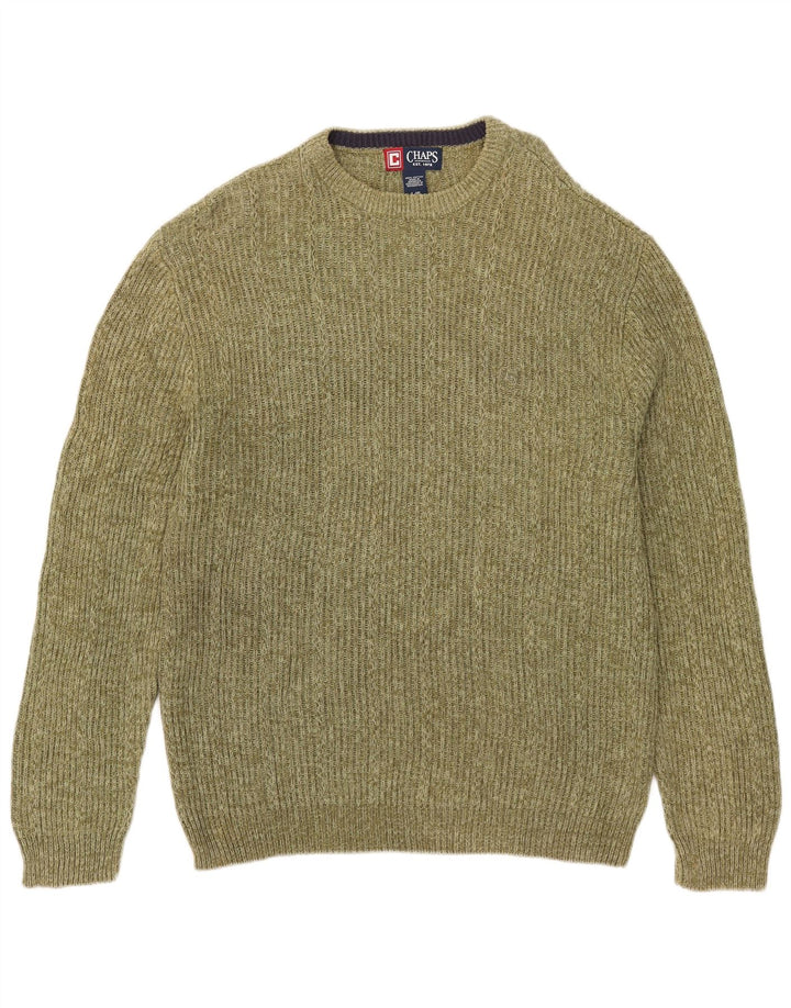 Suéter masculino Chaps com gola redonda e algodão manchado verde grande
