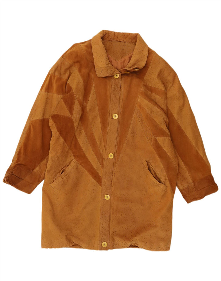 Sobretudo feminino de camurça Barth Reino Unido 16 grande couro marrom