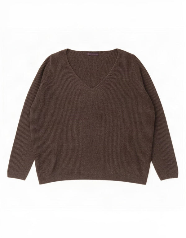Suéter feminino Marks & Spencer grande com decote em V Reino Unido 20 2XL cinza