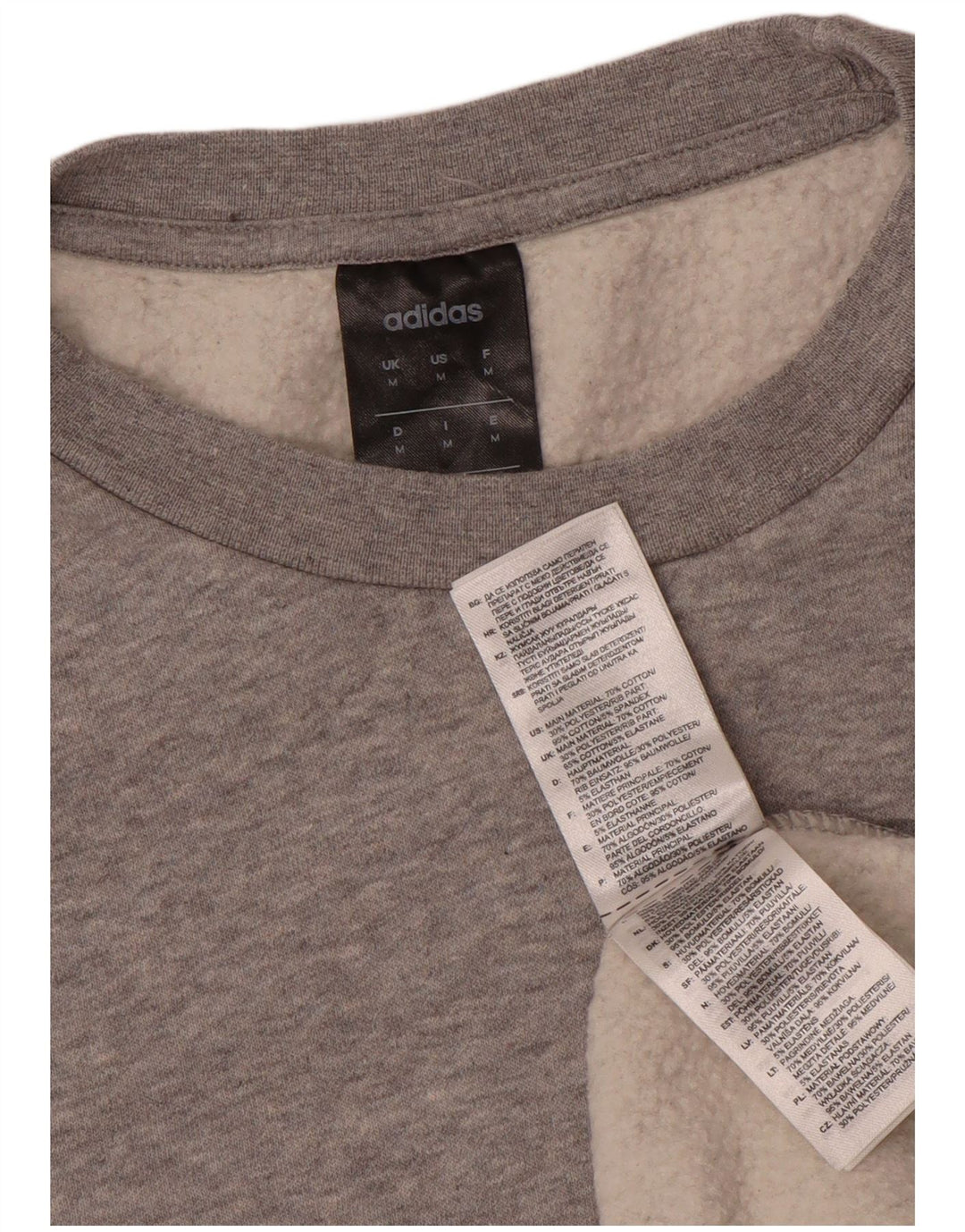 Adidas Mens Moletom Jumper Médio Algodão Cinza