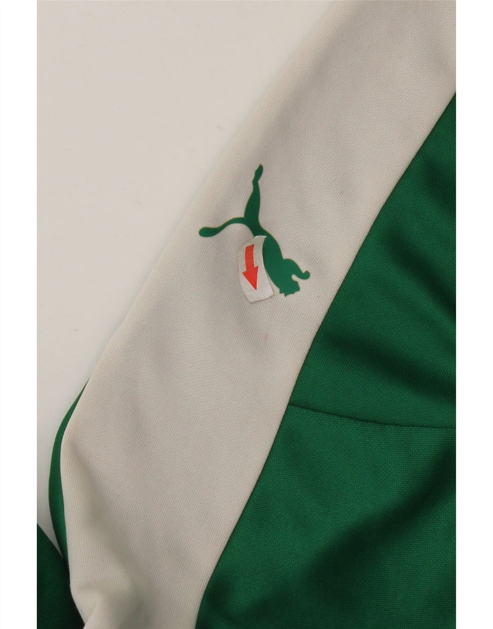 Puma Mens Zip Neck Pullover Treino Top XL Verde Colourblock Poliéster