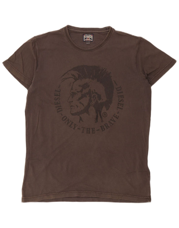 Diesel Camiseta masculina gráfica Top grande algodão cinza