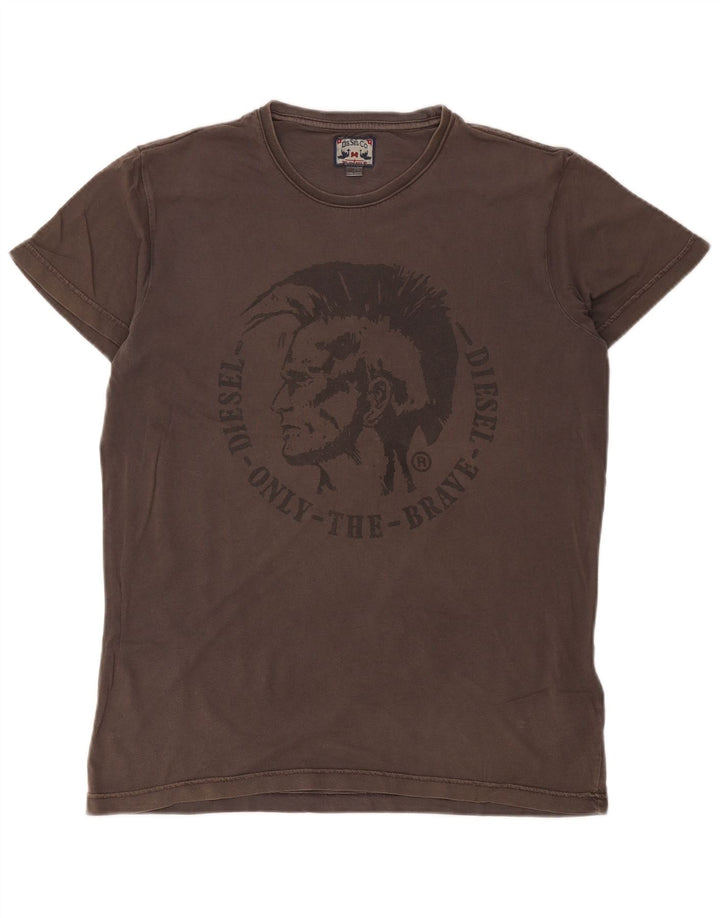 Diesel Camiseta masculina gráfica Top grande algodão cinza