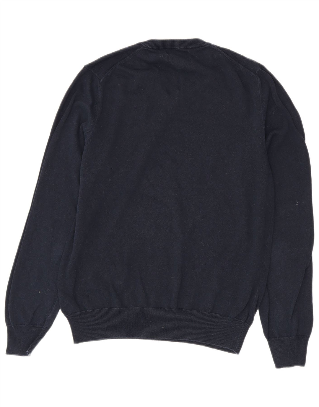 Suéter masculino Marks & Spencer com decote em V, algodão azul marinho médio