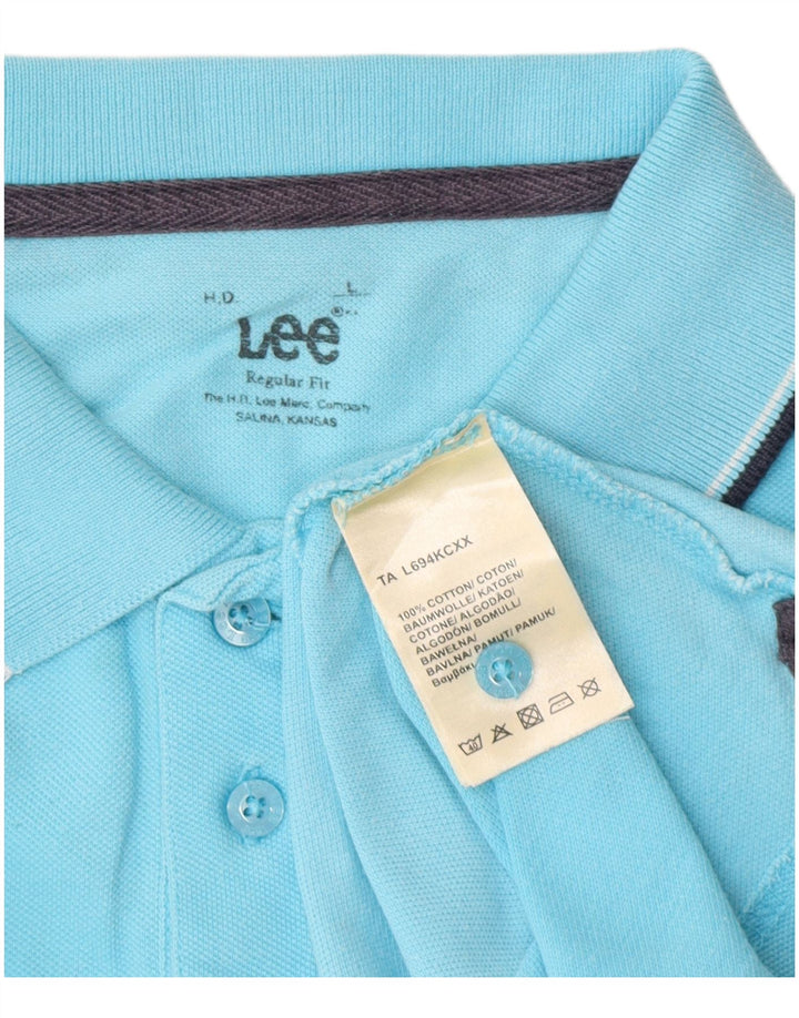 Camisa polo masculina Lee Regular Fit grande algodão azul
