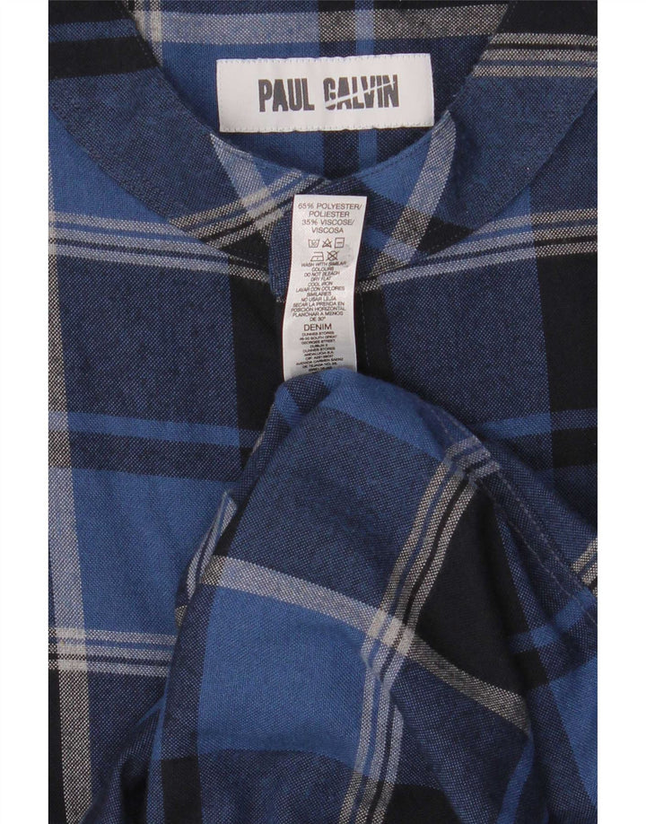 Camisa masculina Paul Galvin XL azul xadrez poliéster