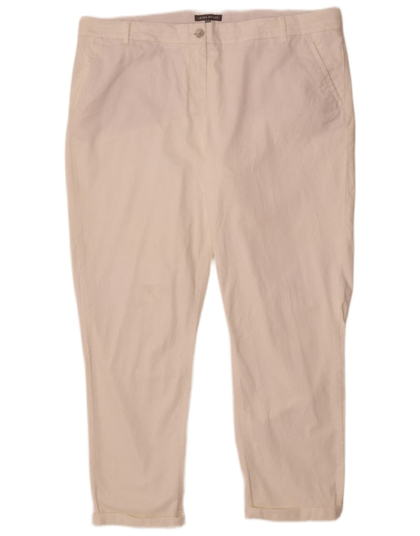 Calça chino reta feminina Laura Ashley Reino Unido 20 2XL W42 L27 algodão branco