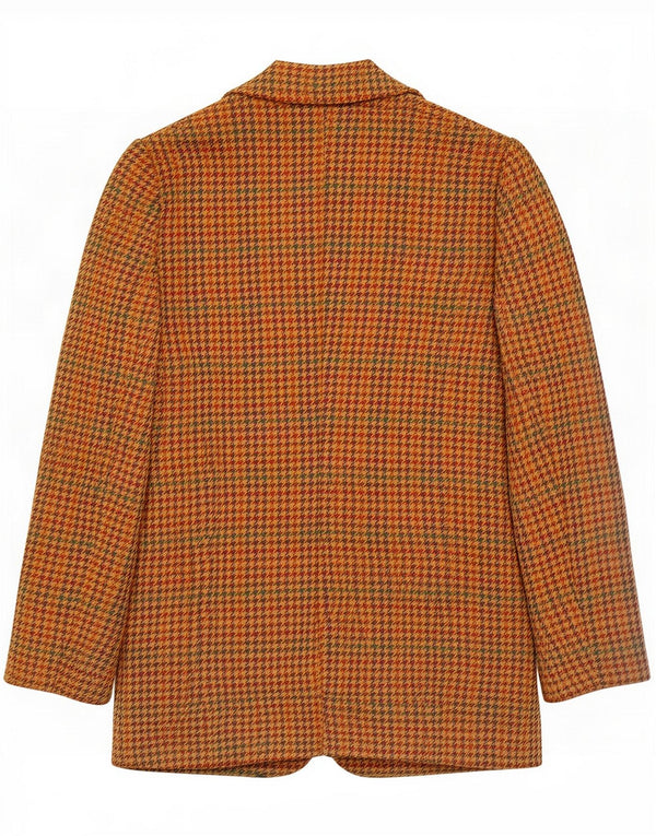 Jaqueta blazer feminina vintage de 2 botões IT 42 Houndstooth marrom médio