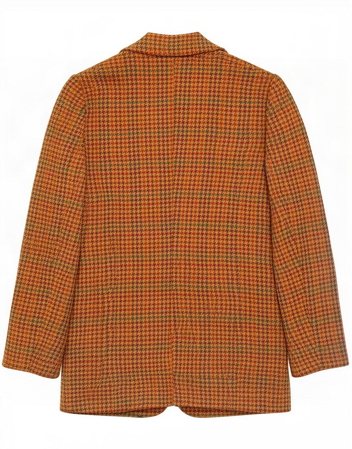 Jaqueta blazer feminina vintage de 2 botões IT 42 Houndstooth marrom médio