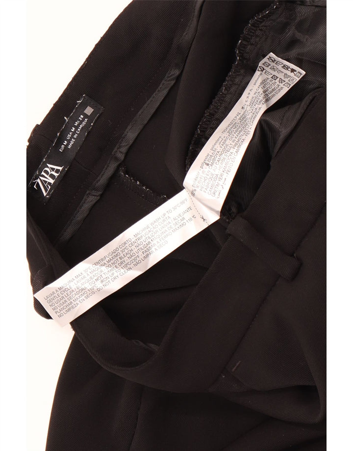 Calça Chino feminina Zara com perna larga médio W28 L29 poliéster preto