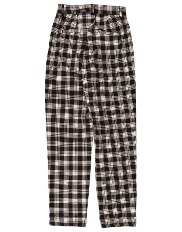 Calça casual feminina Hollister de cintura alta cônica XS W24 L27 preta xadrez