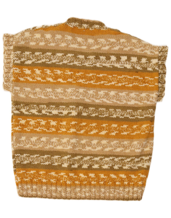 Suéter feminino vintage com decote em V UK 18 XL listrado multicolorido