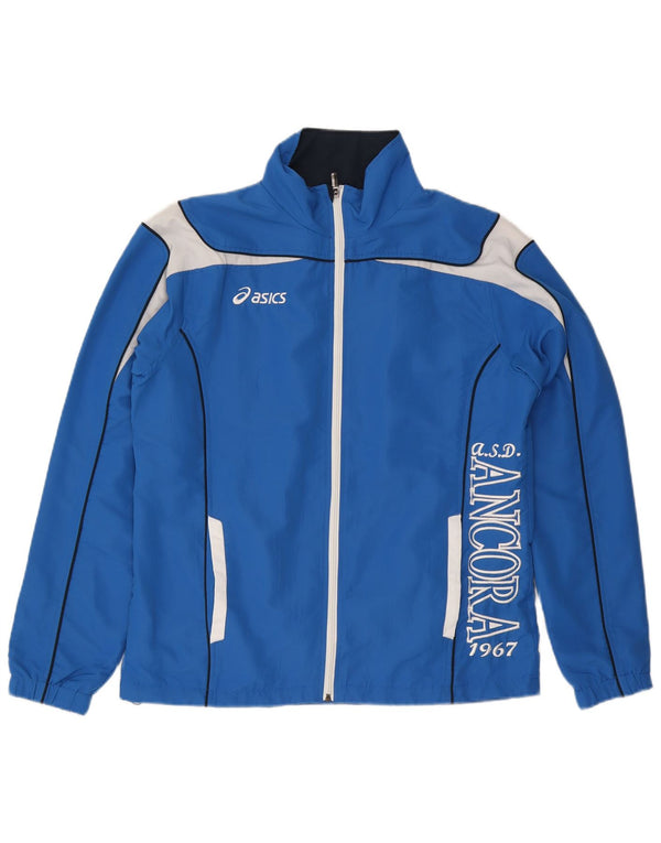 Asics Mens Graphic Tracksuit Top Jaqueta Grande Azul Colorblock Poliéster