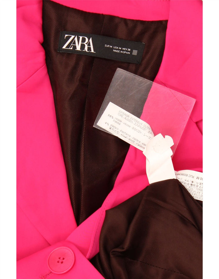 Jaqueta blazer feminina Zara com 2 botões Reino Unido 12 viscose rosa médio