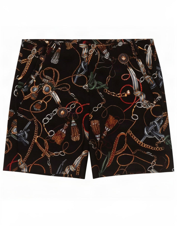 Zara Shorts feminino abstrato padrão casual médio W28 algodão preto