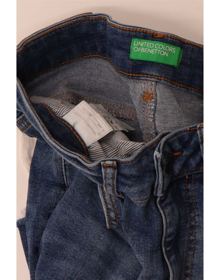 Jeans retos femininos Benetton W28 L28 algodão azul