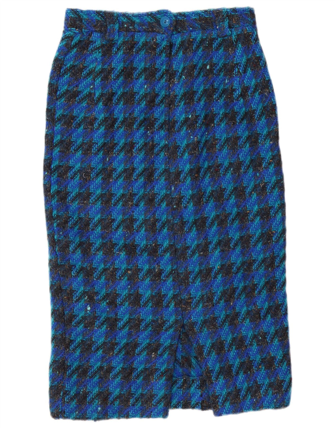 Saia midi feminina VINTAGE W28 médio azul houndstooth