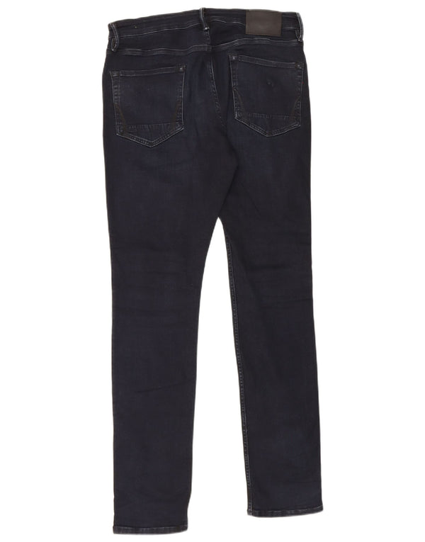 All Saints Mens Cigarette Slim Jeans W32 L32 Azul Marinho Algodão