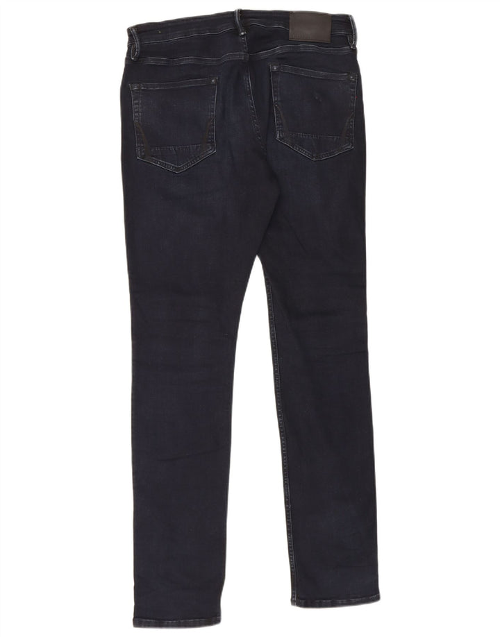 All Saints Mens Cigarette Slim Jeans W32 L32 Azul Marinho Algodão