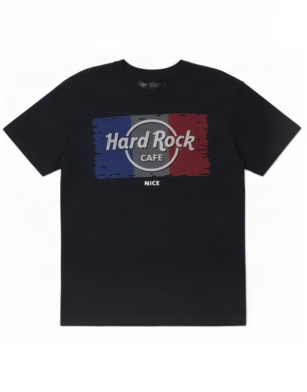 Hard Rock Cafe Mens Nice Graphic T-Shirt Top Médio Algodão Azul Marinho