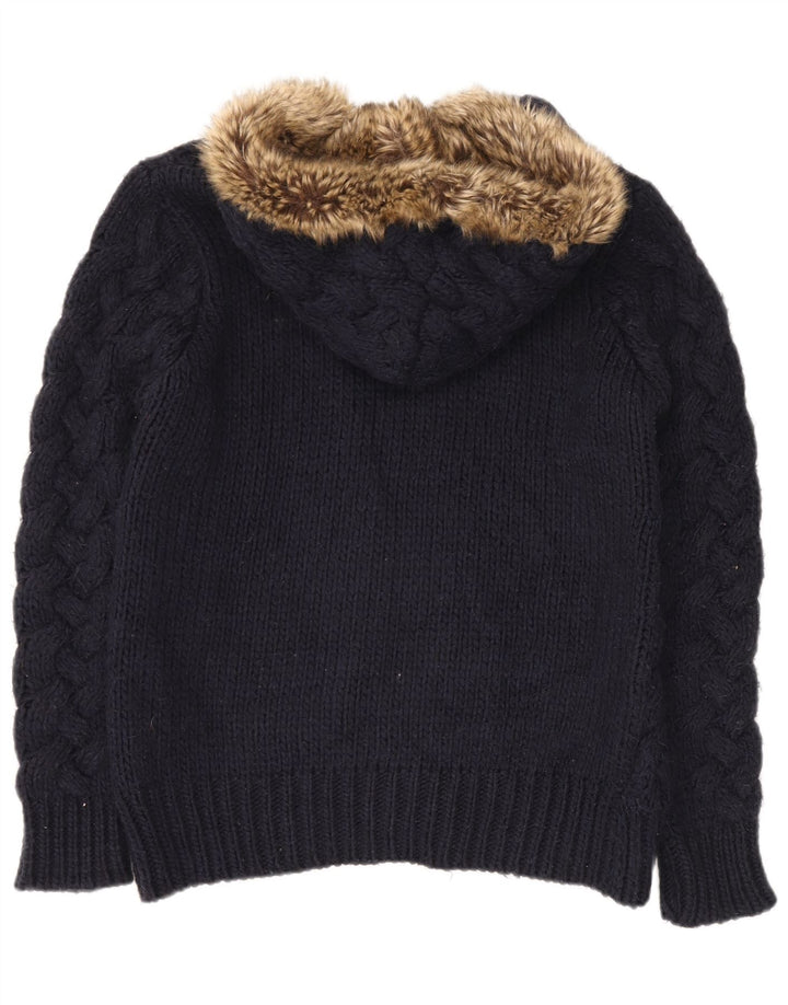 Suéter cardigã masculino Zara com capuz grande azul marinho