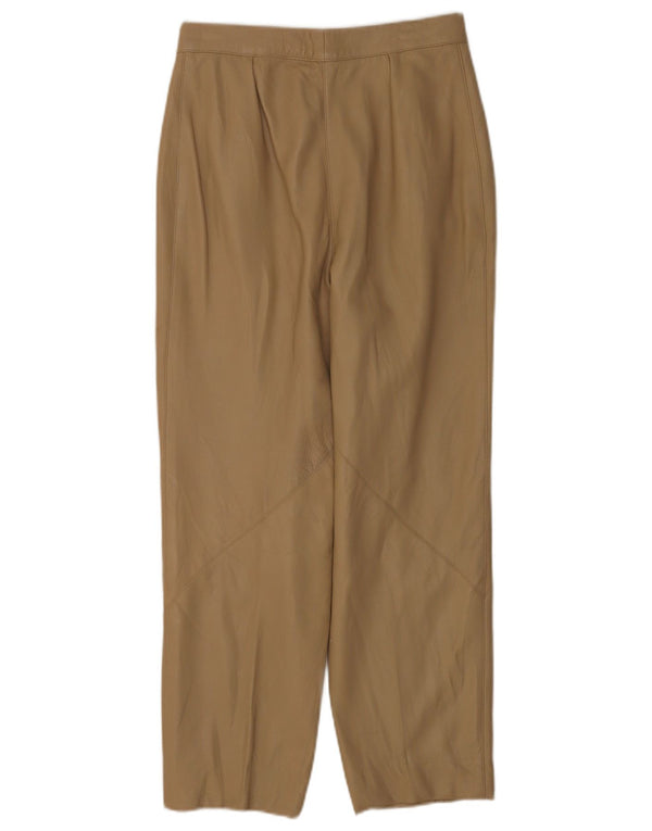 Calça feminina vintage de couro cônico IT 44 médio W26 L26 couro bege