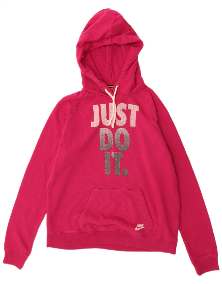 Jumper com capuz gráfico feminino NIKE UK 16 grande algodão rosa