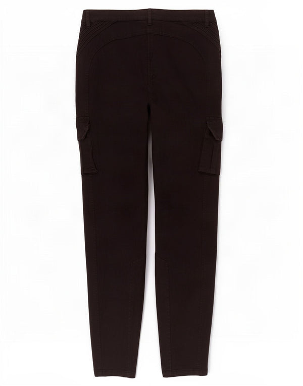 Zara Calça Cargo Feminina Slim EU 40 Médio W30 L30 Algodão Preto
