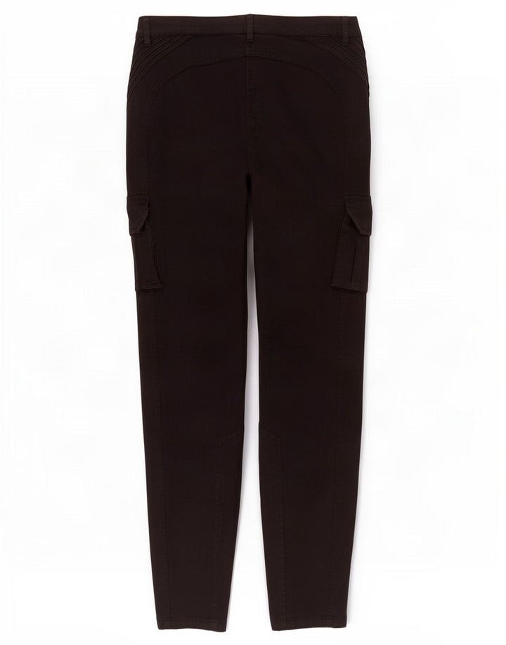 Zara Calça Cargo Feminina Slim EU 40 Médio W30 L30 Algodão Preto